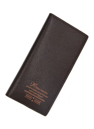 Long Leather Business Wallet Dark Brown 