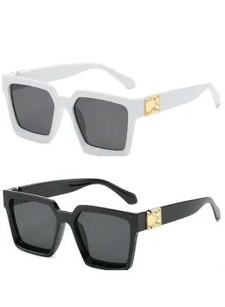 2 Pairs of Unisex Fashionable Sunglasses Europe - Black and White 