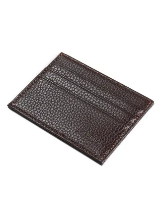 Simple Soft Leather Card Case With 6 Card Slots Brown 