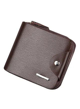 Zipper Bi-Fold Wallet Brown 