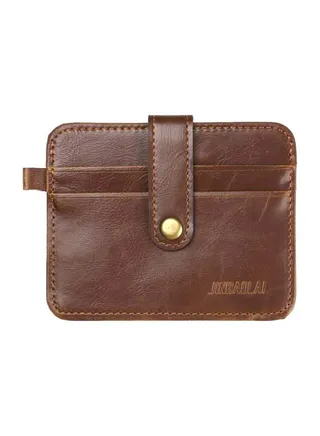 Multi-Pocket Leather Card Holder Light Coffee 