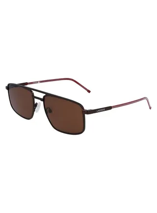 Full Rim Metal Rectangle Lacoste Suns L255S 5619 (201) Matte Brown 