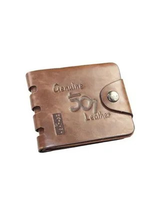 Genuine Leather Bifold Wallet Brown 