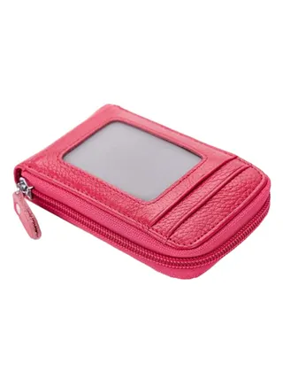 Multifunctional Leather Credit Card Holder Red 