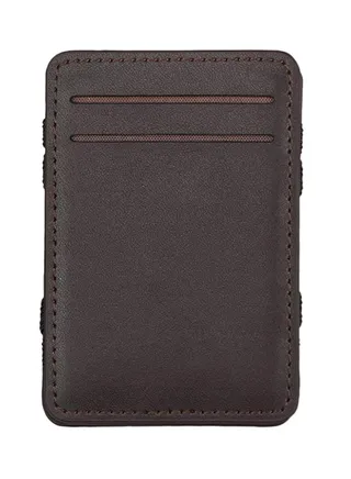 Leather Clip Wallet Dark Brown 