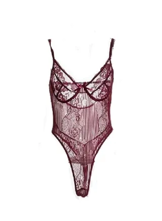 Gathered Lace Detailed Shapewear Wine Red for Women 