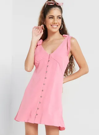 Button Detail Knitted Dress