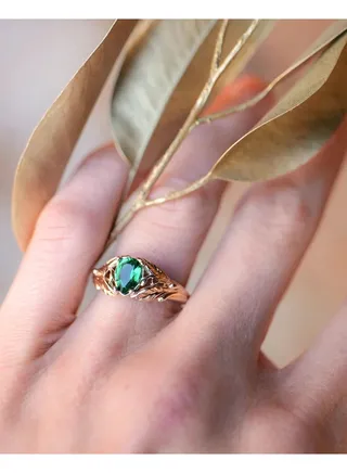 Emerald Stone Pear Cut Ring 