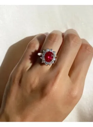 Ruby Stone Oval Ring 