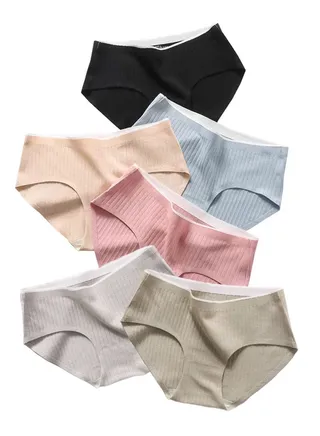 Zeemey 6-Piece Cotton Bikini Breathable Panties Low Waist Fashionable Ladies Charming Thick Bottom 