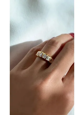 Emerald Cuts Zircon Stones Ring 
