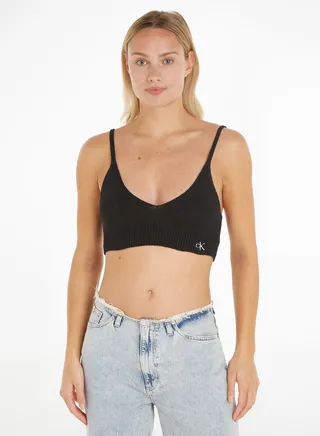 Logo Ribbed Knitted Bra