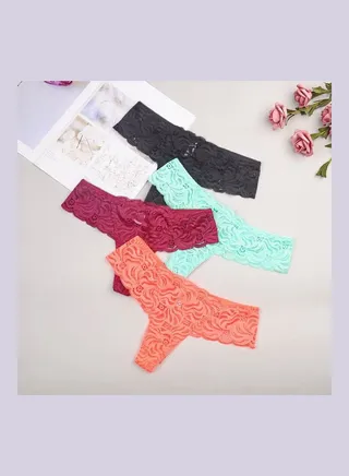 4-Piece Solid Thongs Multicolour 