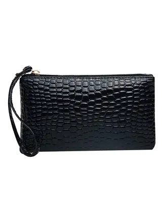 Crocodile Pattern Wallet Black 