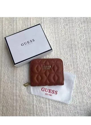 Guess Elenia Quilted Design Mini Wallet Brown 