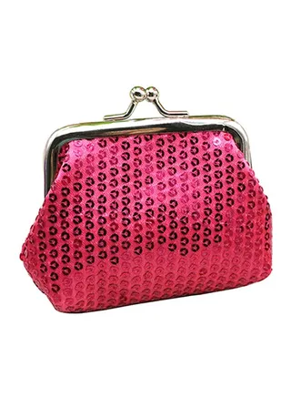 Sequins Buckle Mini Coin Purse Pink 