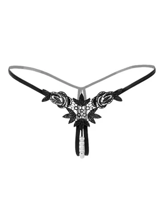 Embroidered Pearl Perspective Briefs Black 