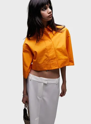 Button Down Crop Shirt