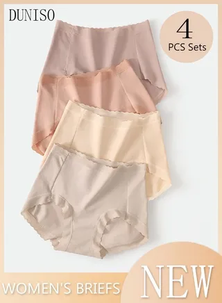 4PC Women's Briefs Ladies Girl's High-waist Cotton Underwear High Stretch Panties Soft Underpants Underwear Full Coverage Panties Multicolor 