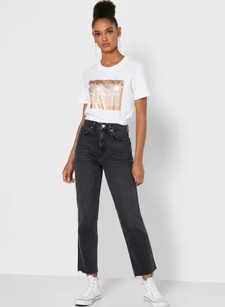 High Waist Straight Jeans