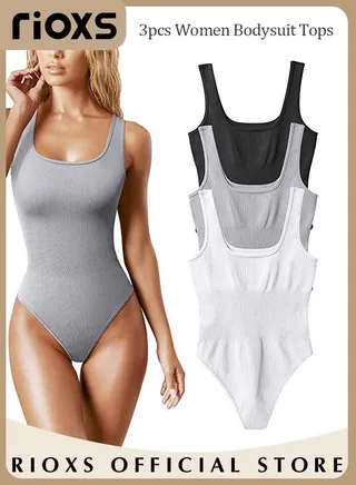 Women's Body Suit Tops Shape Wear Set Tank Seamless Tummy Control Slimming Waist Jumpsuits U-Neck Sculpting Body Shaper 