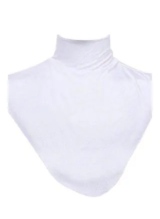 Women's Modal False Collar Hijab Moslem Islamic Pure Color Neck Cover Loop Scarf White 