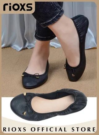 Women's Belice Ballet Flat with Bow Knot Ultra Soft Round Toe Slip on Comfortable Flat Shoes Walking Ballerina Shoes 