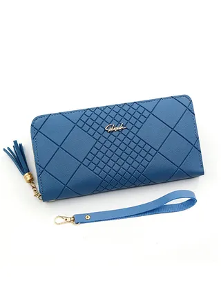 Wallet for Women PU Leather with Strap and Pendant Card Holder Phone Checkbook Organizer Zipper Coin Purse 