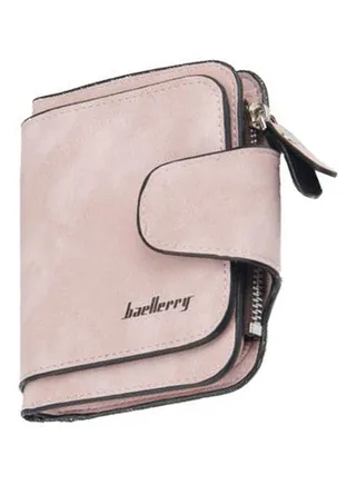 Zipper Closure Coin And Card Wallet Beige 