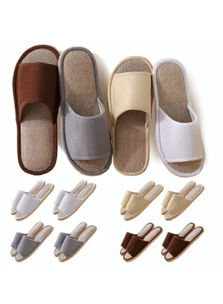 8 Pairs Disposable Slippers for Guests,House Guests, Open Toe Indoor Comfortable Washable,Multi-Color Casual Spa House,Hotel,Travel,Unisex Universal Size 