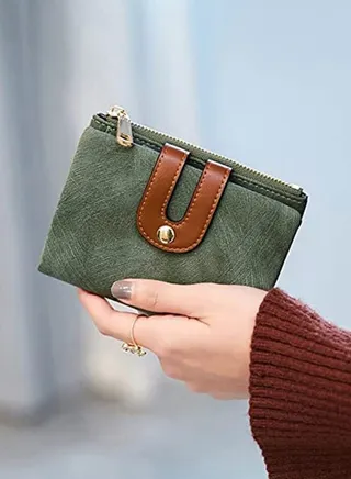 Wallet for Women Womens Rfid Blocking Small Compact Bifold Luxury Genuine Leather Pocket Wallet Ladies Mini Purse with ID Window, Green Edition 