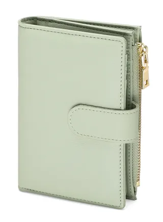 Small Wallets for Women Leather RFID Blocking Bifold Zipper Pocket Wallet Card Case Purse with ID Window 