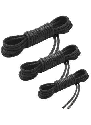 3-Pairs Waxed Round Shoe Laces for Men Women Leather Shoes Winter Martin Boots Black 