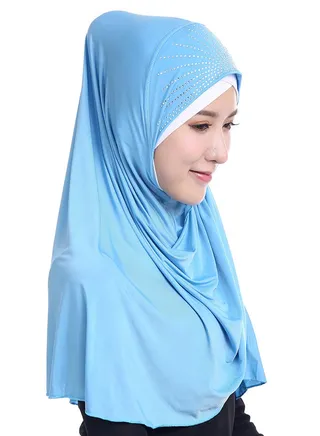Stone Studded Hijab Sky Blue 