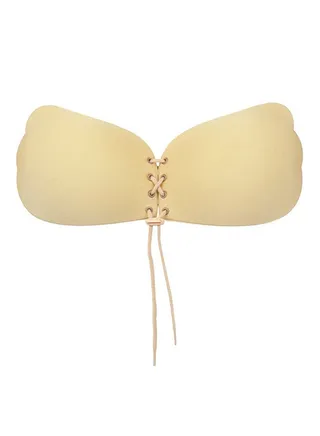Lady Invisible Bra Strapless Push Up Self-Adhesive Backless Brassiere Beige 