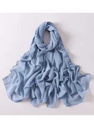 Pearl Chiffon Unique Craft Muslim Scarf 