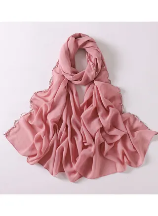 Pearl Chiffon Unique Craft Muslim Scarf 