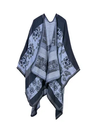 Floral Pattern Shawl Grey 