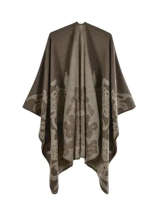 Butterfly Patterned Shawl Beige/Grey 