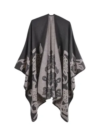 Butterfly Patterned Shawl Grey 