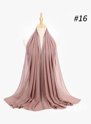 Chiffon Rhinestone Scarf Brown 