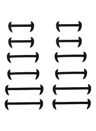 12-Piece Elastic Silicone Shoelace Set For Leather Shoe Black 