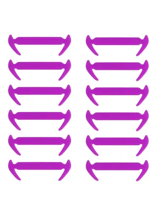 12-Piece Elastic Silicone No-tie Shoelace Set Purple 