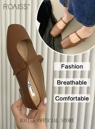 Women Flat Mule Sandals Fashionable and Versatile Toe Loop Design Comfortable Slip-on with Single Strap Buckle Decoration Classic and Timeless Ladies' Flat Mules 