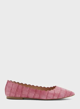 Shiny Croc Effect Pointed Flat Shoe 