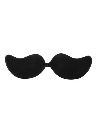 Push Up Self-Adhesive Silicone Bust Front Closure Strapless Invisible Bra Black 