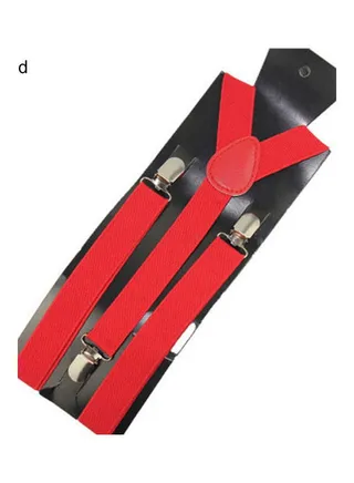 Unisex Elastic Y-Shape Braces Men's Women's Adjustable Clip-on Suspenders Red 