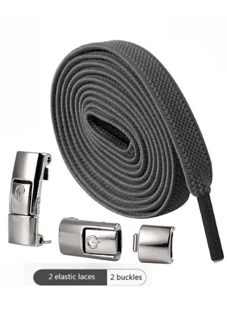 Sports Shoelaces Cycling Shoelaces Press Lock Shoelaces Without Ties Elastic Laces Dark Grey 