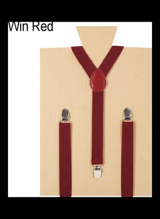 Unisex Elastic Y-Shape Braces Men's Women's Adjustable Clip-on Suspenders Dark Red 