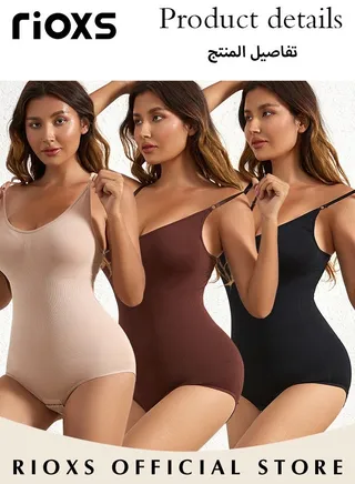 Women's 3 Pack Bodysuit Shapewear Tummy Control Sleeveless V-Neck Camisole Slimming Jumpsuit Lifting Bodysuit 